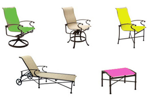 A variety of different types of patio furniture.